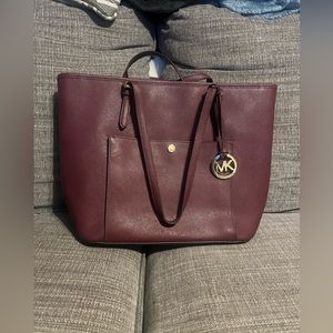 Michael Kors Burgundy Tote Bag